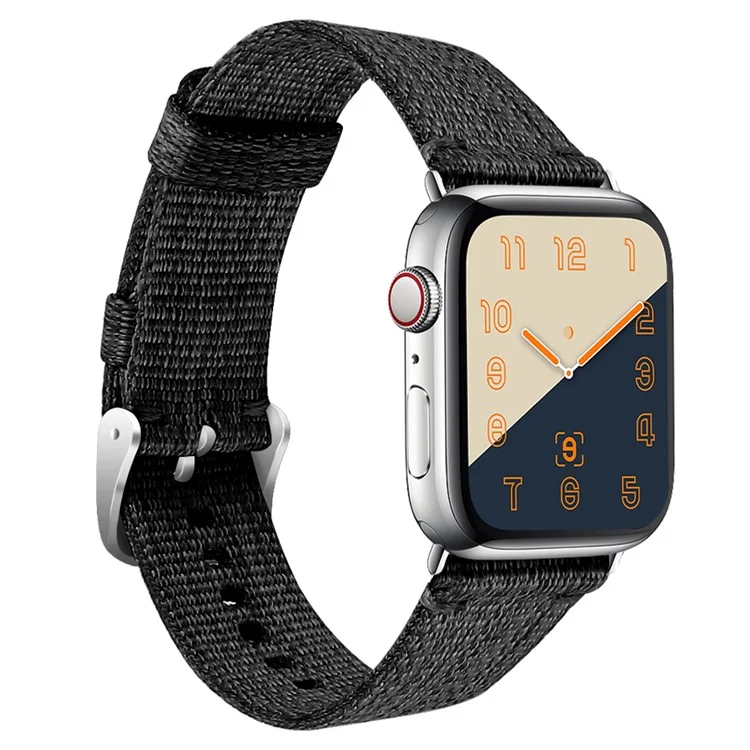 Klassiker Schnalle Nylon Watch Armband Ersatz Für Apple Watch Serie 7 45mm/ Serie 6 SE 5 4 44mm, Serie 3 / 2 / 1 42 mm - Schwarz