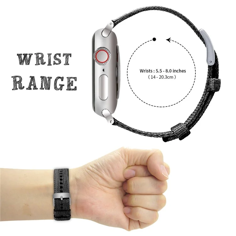 Classic Buckle Nylon Watch Strap Replacement for Apple Watch Series 10 46mm / Ultra 2 Ultra 49mm / 9 8 7 45mm / SE (2023) SE (2022) SE 6 5 4 44mm / 3 2 1 42mm - Black