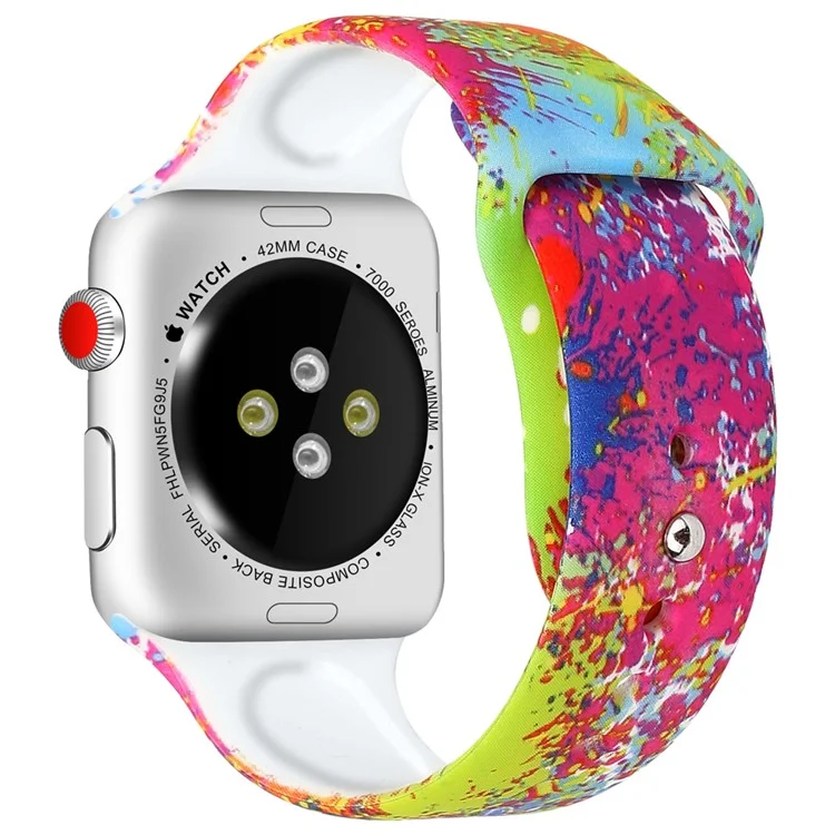 Для Apple Watch Series 7 41mm / 6 / Se / 5/4 40 Мм / Серия 3/2/1 38 Мм Узорная Печатная Плата Запястья Силиконовые Часы Ремень - Стиль Б.