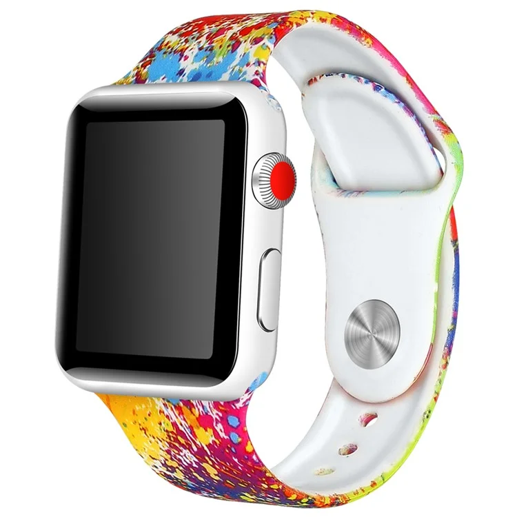 Для Apple Watch Series 7 41mm / 6 / Se / 5/4 40 Мм / Серия 3/2/1 38 Мм Узорная Печатная Плата Запястья Силиконовые Часы Ремень - Стиль Б.