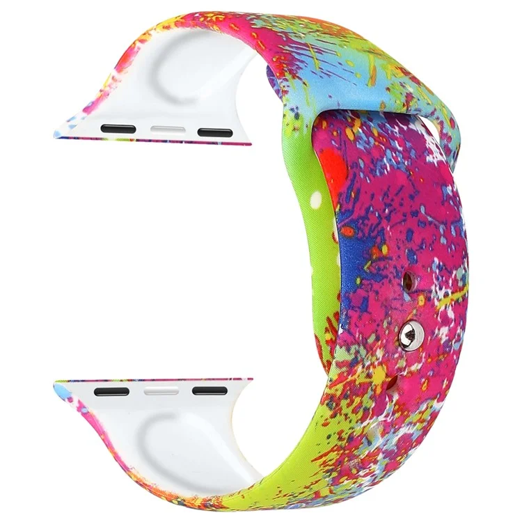 Для Apple Watch Series 7 41mm / 6 / Se / 5/4 40 Мм / Серия 3/2/1 38 Мм Узорная Печатная Плата Запястья Силиконовые Часы Ремень - Стиль Б.