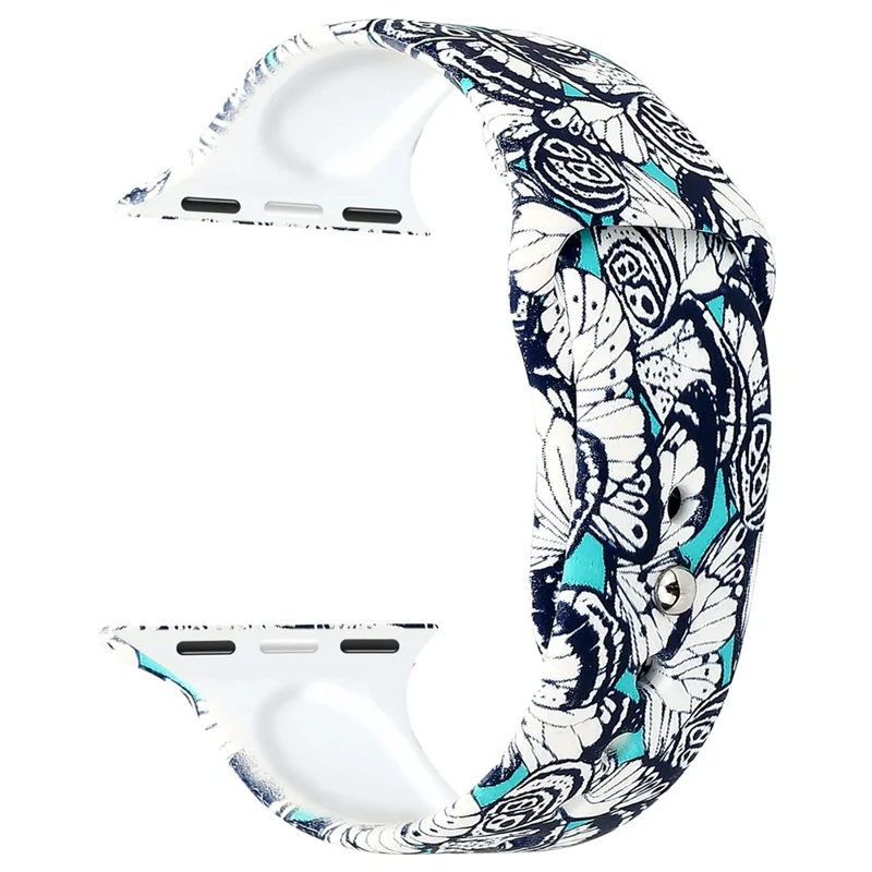 For Apple Watch Series 11 10 42mm / 9 8 7 41mm / SE3 SE2 SE 6 5 4 40mm / 3 2 1 38mm Pattern Printing Wrist Band Silicone Watch Strap - Style E