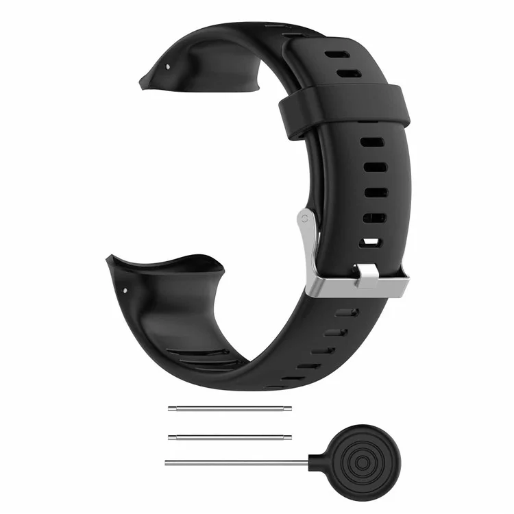 Silikon Ersatzriemen -uhrenband Für Polar Vantage V, Pin Schnalle Verstellbares Armband - Schwarz