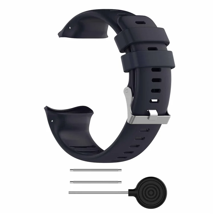 For Polar Vantage V Silicone Replacement Strap Pin Buckle Adjustable Watch Band - Dark Blue