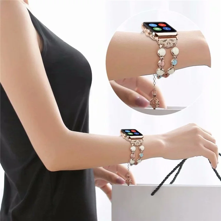 Luminous Night Pearl Armband Armband für Apple Watch Series 10 46mm / Ultra 2 Ultra 49mm / 9 8 7 45mm / SE (2023) SE (2022) SE 6 5 4 44mm / 3 2 1 42mm - Roségold