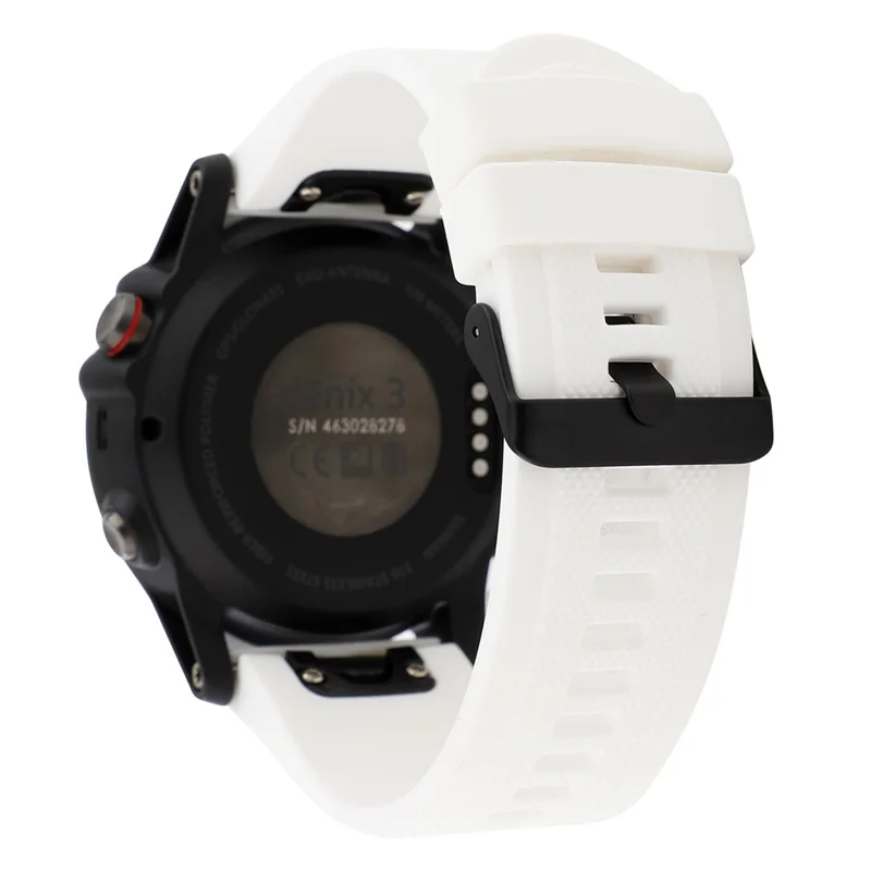 22mm Soft Textured Silicone Watch Band Wrist Bracelet for Garmin Fenix 5 / 5 Plus with Black Buckle - White