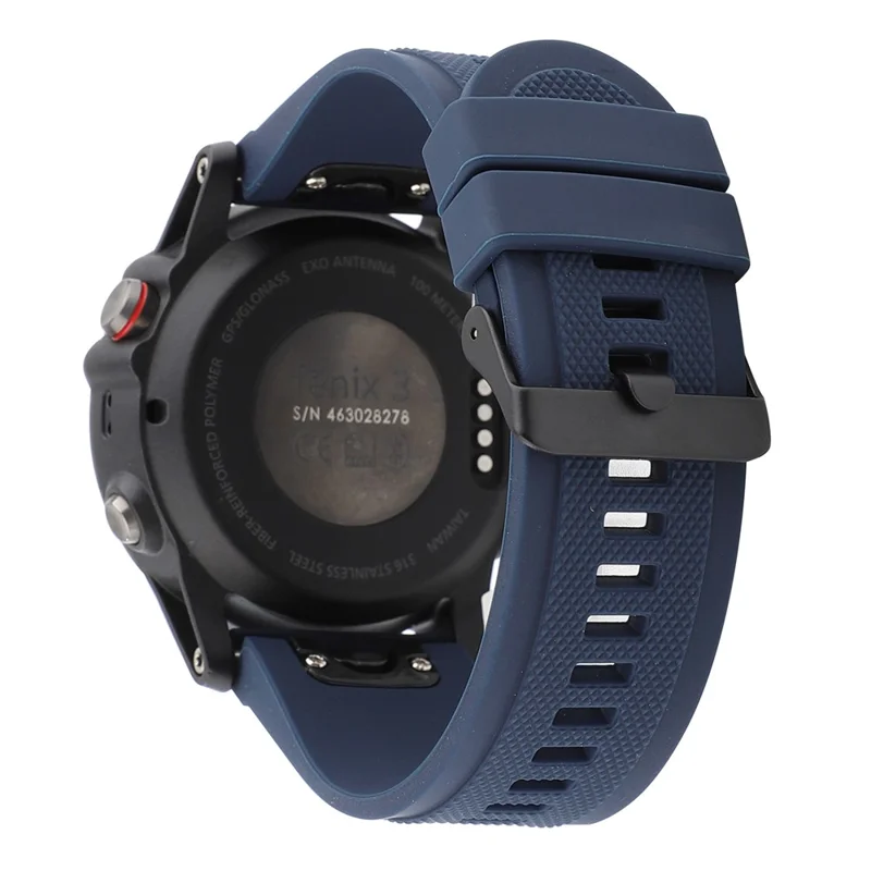 Soft Textured Silicone Watch Band Strap for Garmin Fenix 3 / 3 HR / 5X with Black Buckle - Dark Blue