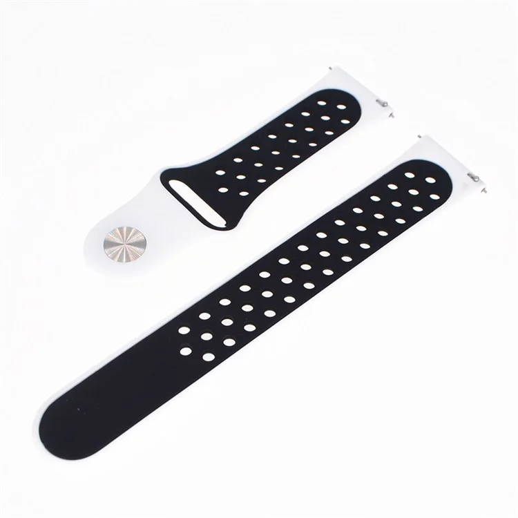 20mm Two-tone Silicone Hollow Watch Band for Samsung Galaxy Watch Active - White / Black