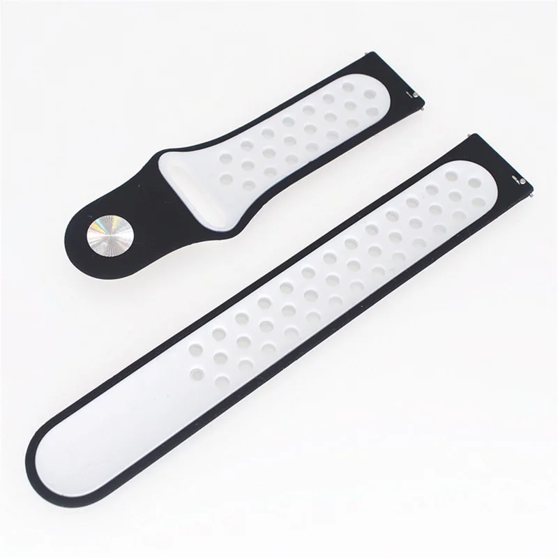 20 mm tweedelige siliconen horlogeband met openingen voor Samsung Galaxy Watch Active - Zwart / Wit