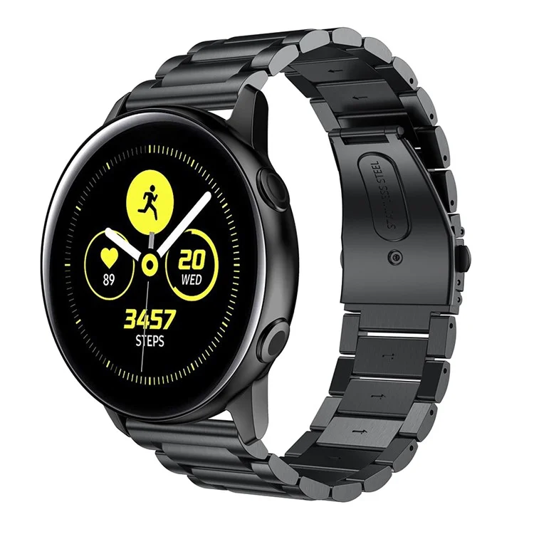 Sangle de Bande de Montre en Acier Inoxydable de 20 mm Pour Samsung Galaxy Watch Active SM-R500 - le Noir