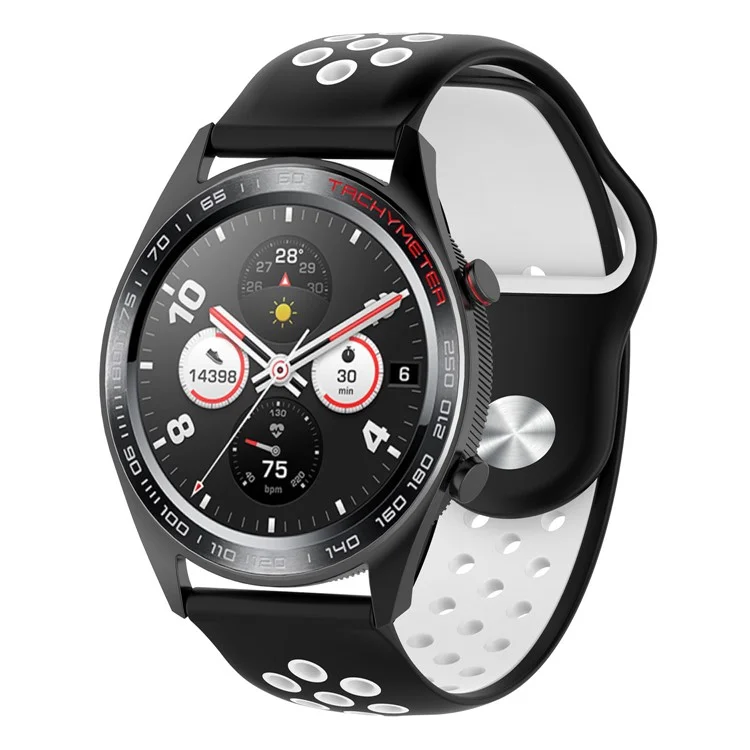 Bracelet de montre en silicone 22 mm pour Huawei Watch GT / Honor Watch Magic - Noir / Blanc