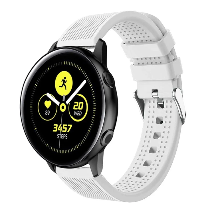 20mm Stirnfältchen-Textur, weich, Silikonarmband für Samsung Galaxy Watch Active SM-R500 - Weiß
