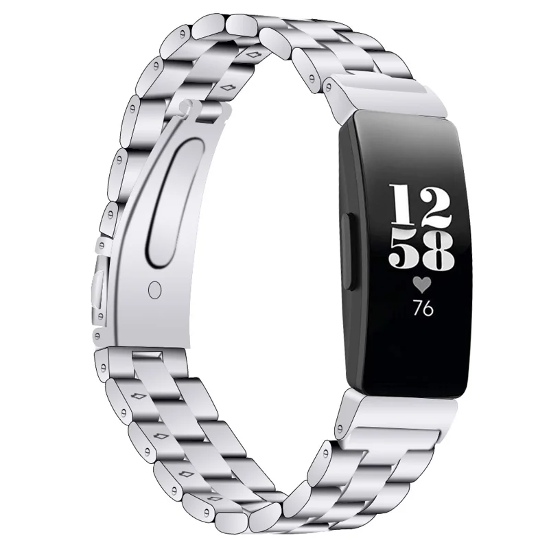 Three Beads Stainless Steel Watch Band Strap for Fitbit Inspire / Inspire HR - Silver