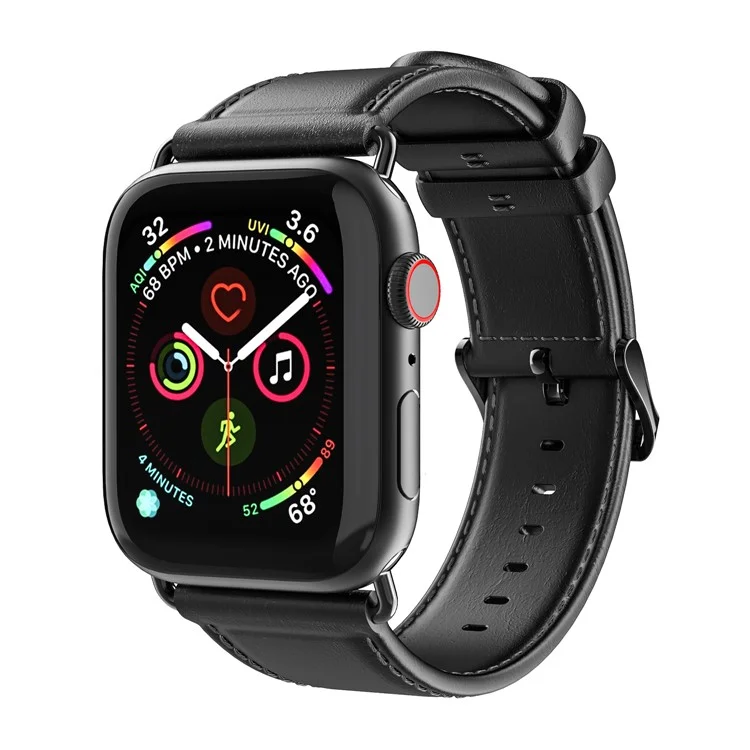 DUX DUCIS Genuine Leather Band for Apple Watch Series 10 42mm / 9 8 7 41mm / SE (2023) SE (2022) SE 6 5 4 40mm / 3 2 1 38mm Strap - Black