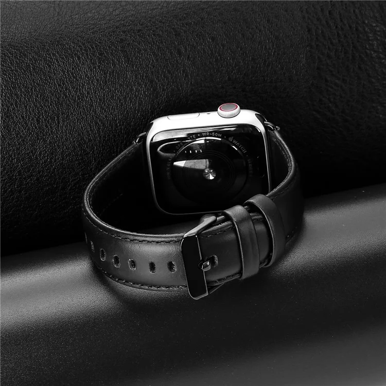 DUX DUCIS Genuine Leather Band for Apple Watch Series 10 42mm / 9 8 7 41mm / SE (2023) SE (2022) SE 6 5 4 40mm / 3 2 1 38mm Strap - Black