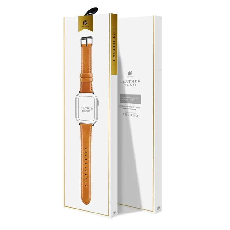 DUX DUCIS Genuine Leather Band для Apple Watch Series 10 42 мм / 9 8 7 41 мм / SE (2023) SE (2022) SE 6 5 4 40 мм / 3 2 1 38 мм Ремешок - Коричневый