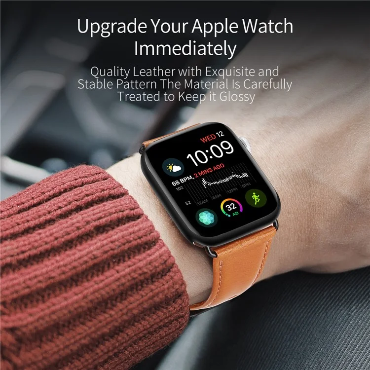 DUX DUCIS Genuine Leather Band для Apple Watch Series 10 42 мм / 9 8 7 41 мм / SE (2023) SE (2022) SE 6 5 4 40 мм / 3 2 1 38 мм Ремешок - Коричневый