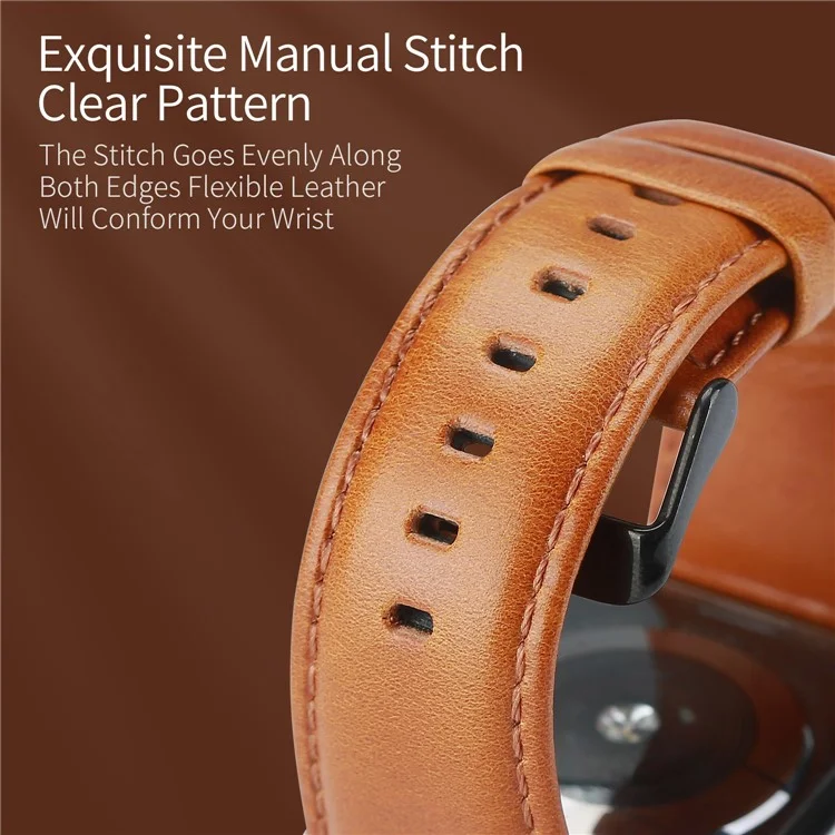 DUX DUCIS Genuine Leather Band для Apple Watch Series 10 42 мм / 9 8 7 41 мм / SE (2023) SE (2022) SE 6 5 4 40 мм / 3 2 1 38 мм Ремешок - Коричневый