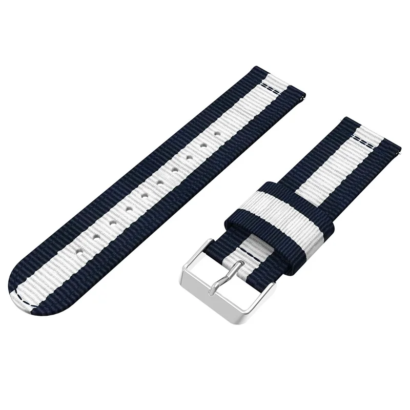 20mm Classic Buckle Nylon Watch Strap for Samsung Galaxy Watch Active SM-R500 - Blue / White