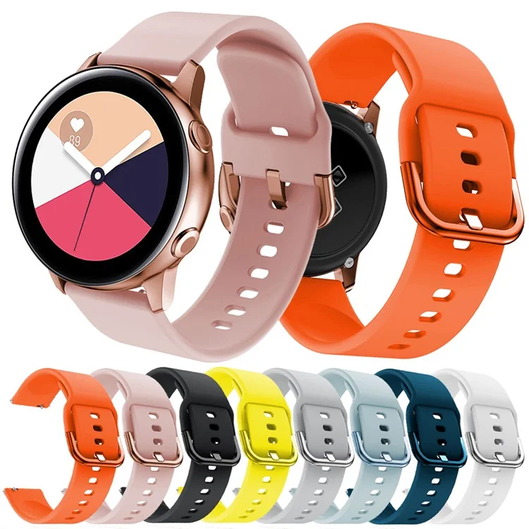 Banda de Relógio de Silicone Suave de 20 mm Para Samsung Galaxy Watch Active SM-R500, Cinta de Relógio de Substituição - Preto