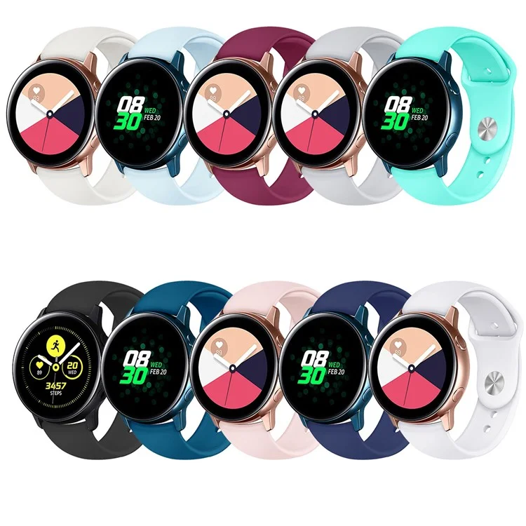 20mm Soft Silicone Watch Band Replacement for Samsung Galaxy Watch Active SM-R500 - Black