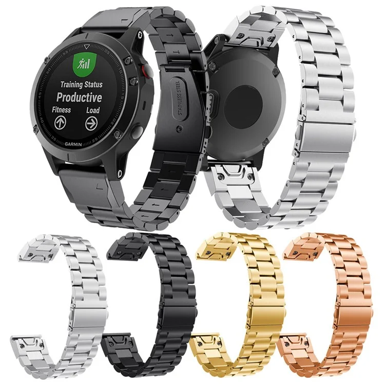Sangle de Montre de Chaîne de Liaison en Acier Inoxydable Pour Garmin Fenix ​​5 - Argent