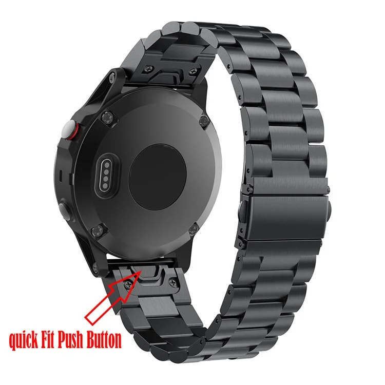 Substituição da Banda de Relógio de Link de Aço Inoxidável Para Garmin Fenix ​​5 - Preto