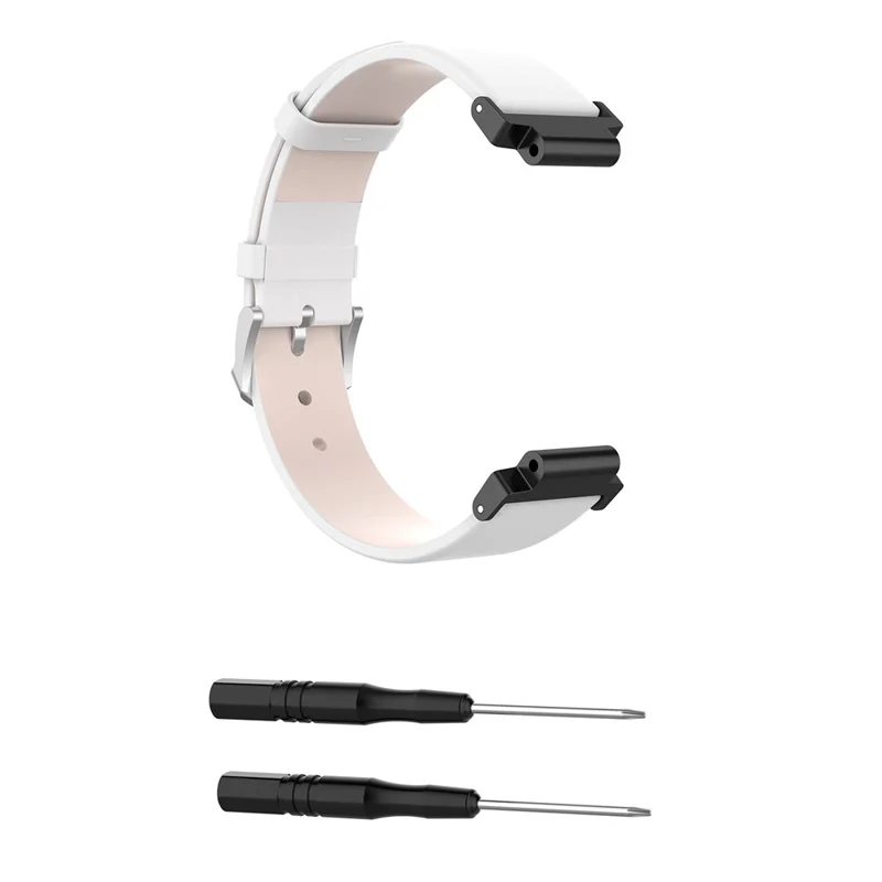 For Garmin Forerunner 220 230 235 630 620 735 PU Leather Watch Band Replacement Strap with Screwdrivers - White