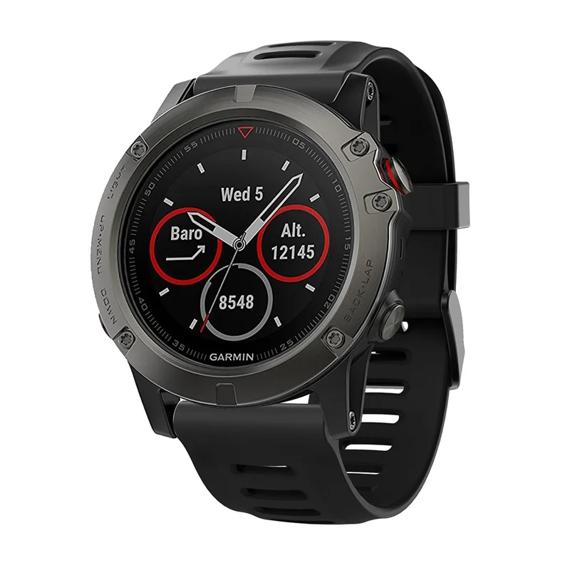 Silicone Watch Band Bracelet for Garmin Fenix 5X/Fenix 3 Metal Buckle Smart Watch Strap - Black