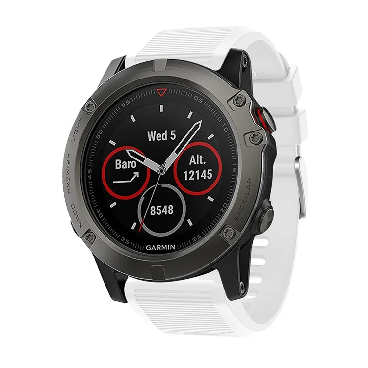 Горизонтальные Полосы Мягкие Силиконовые Часы Замена Ремешка Для Garmin Fenix ​​5x Plus - Белый