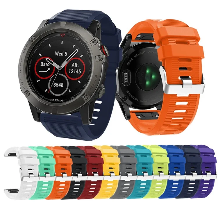 Rayas Horizontales Reemplazo de Correa de Reloj de Silicona Suave Para Garmin Fenix ​​5x Plus - Blanco