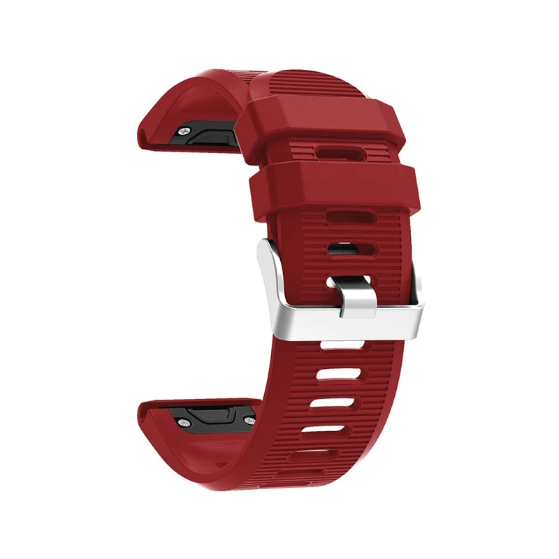 Horizontal Stripes Soft Silicone Watch Strap Replacement for Garmin Fenix 5X Plus - Wine Red