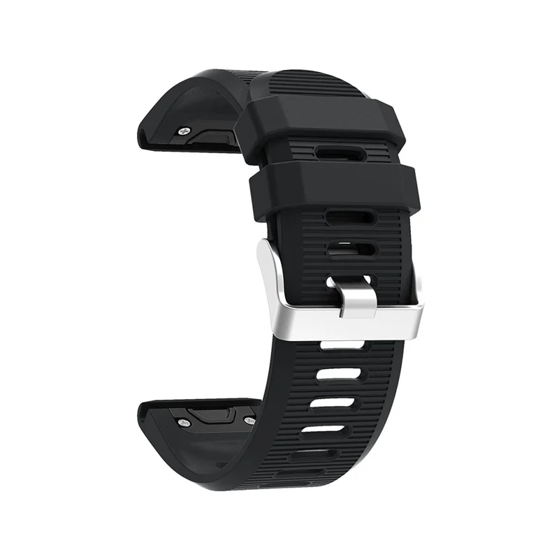 Horizontal Stripes Soft Silicone Watch Strap Replacement for Garmin Fenix 5X Plus - Black