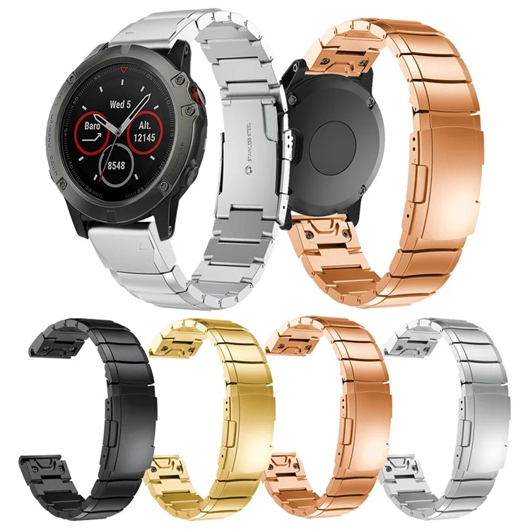 Cinturino da polso in acciaio inossidabile con fibbia a farfalla per Garmin Fenix 5x - Nero