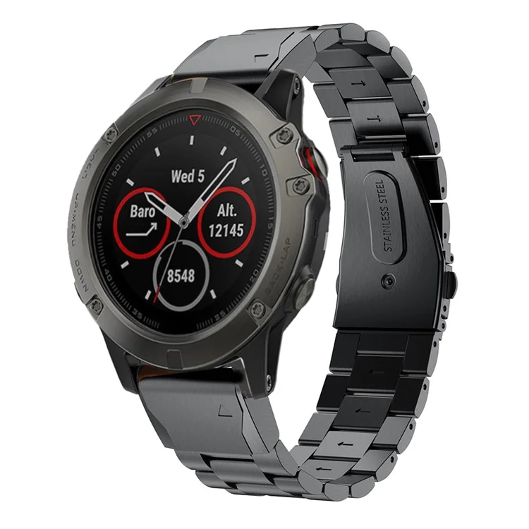 Edelstahl -linkkette Watch -armbandband Für Garmin Fenix ​​5x - Schwarz