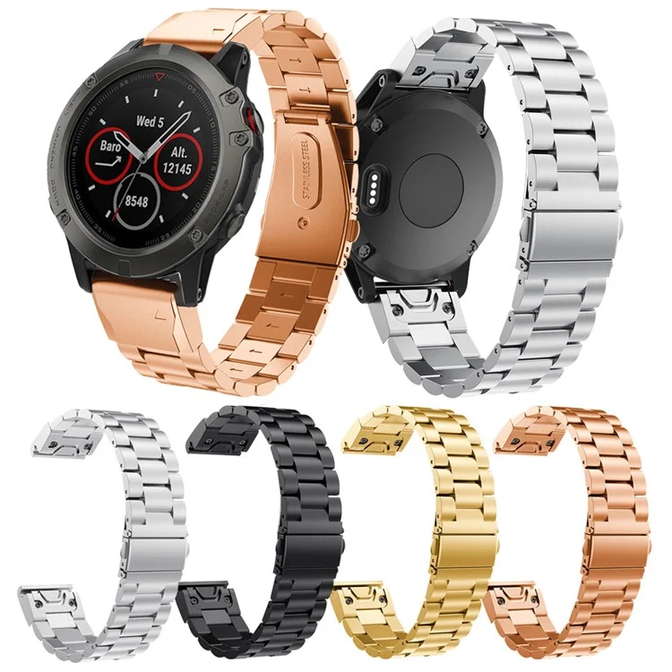 Banda da Polso Per Orologi a Catena in Acciaio Inossidabile Per Garmin Fenix ​​5x - Nero