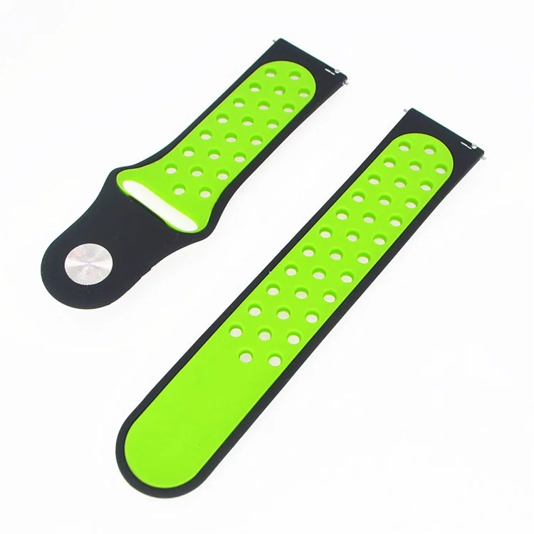 20mm Two-tone Silicone Watch Band for Garmin Forerunner 645 Music /Vivoactive 3/Vivomove HR, Adjustable Watch Strap Replacement - Black / Green