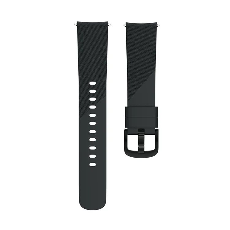 Twill Texture Silicone Watch Band Replacement 20mm for Samsung Galaxy Watch4 Classic 46mm 42mm/Watch4 44mm 40mm/Garmin Forerunner 645 - Black