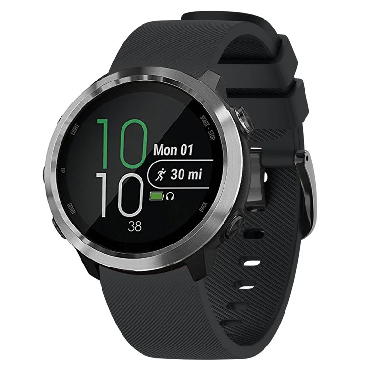 Bracelet de montre en silicone à texture de sergé de remplacement 20mm pour Samsung Galaxy Watch4 Classic 46mm 42mm/Watch4 44mm 40mm/Garmin Forerunner 645 - Noir
