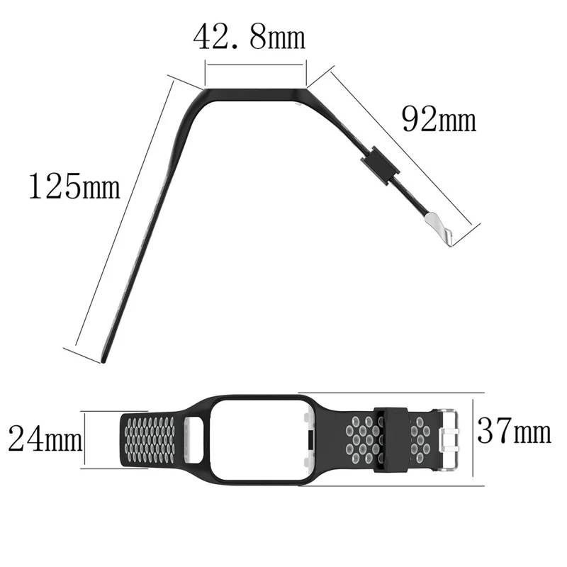 For TomTom Multi-sport Runner 2/3 Dual Color Silicone Smart Watch Strap Replacement Watchband - Black / Grey