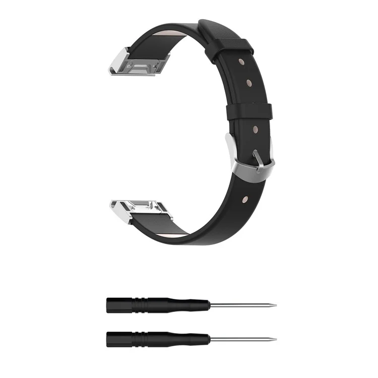 Correa de Reloj de Cuero PU Con Conector y Herramienta Para Garmin Fenix ​​7/5/forerunner 935/Quatix5/Quatix5 Sapphire/Approach S60 - Negro