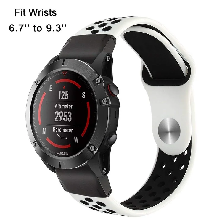 Banda de Reloj de Silicona de Dos Tonos de 26 mm Para Garmin Fenix ​​5x - Blanco / Negro