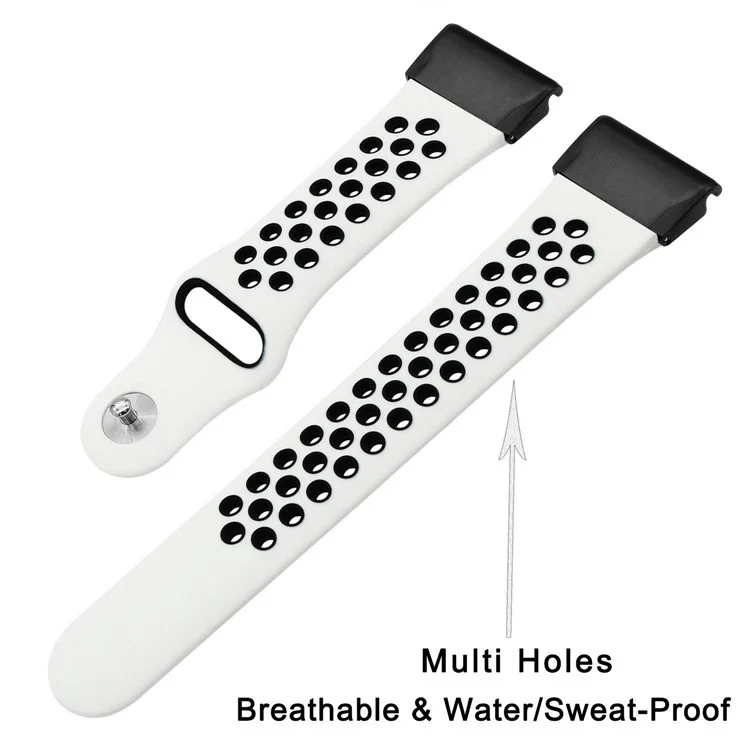 Two-Tone 26mm Silicone Watch Band for Garmin Fenix 5x - White / Black