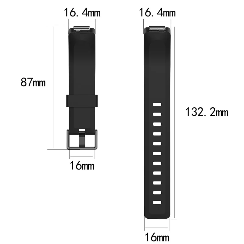 Flexible Silicone Watch Strap Replacement for Fitbit Inspire / Inspire HR - Size: L / Black