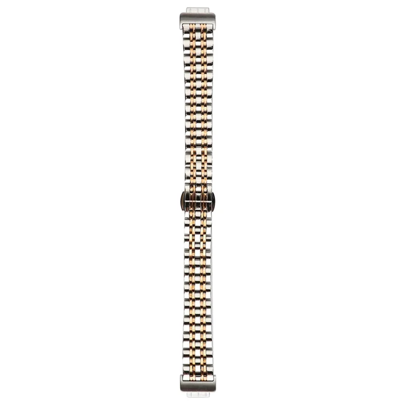 Stainless Steel Metal Buckle Watch Band Replacement for Fitbit Inspire/Inspire HR - Silver / Gold
