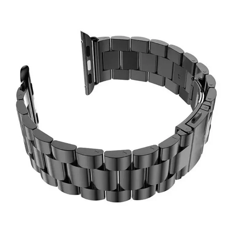 Luxury Three Beads Stainless Steel Watch Strap for Apple Watch Series 10 42mm / 9 8 7 41mm / SE (2023) SE (2022) SE 6 5 4 40mm / 3 2 1 38mm - All Black