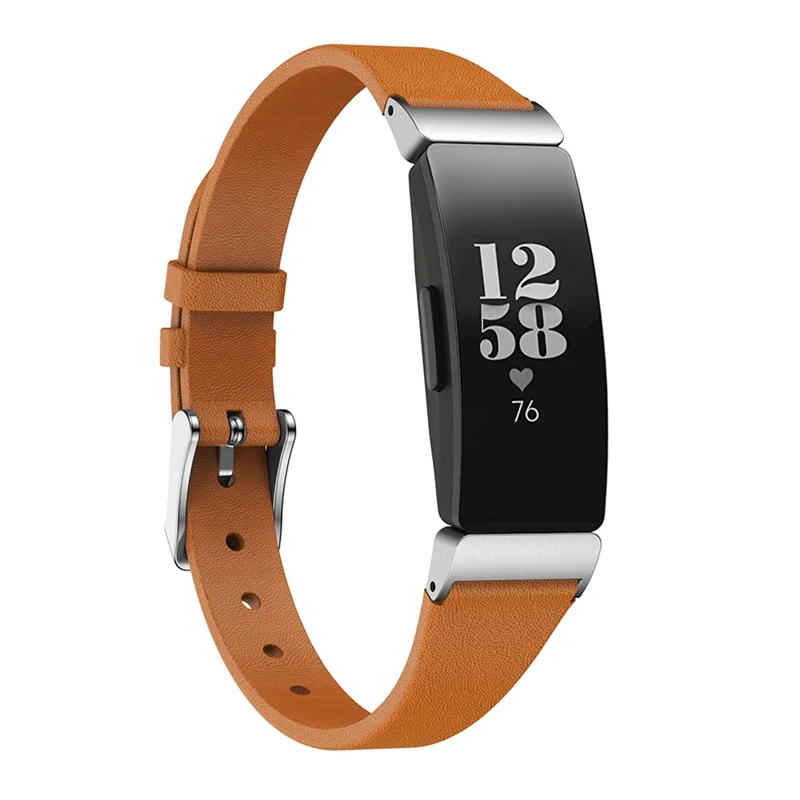 Single Tour Genuine Leather Watch Strap for Fitbit Inspire / Inspire HR - Brown