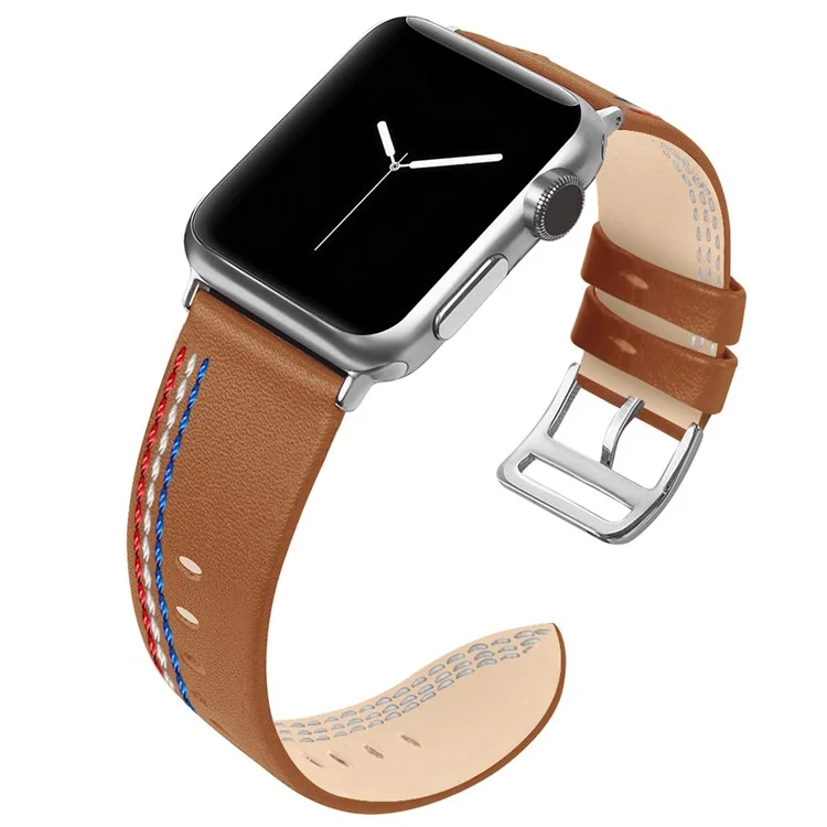 Cinturino per orologio in vera pelle singola tour per Apple Watch Series 10 46mm / Ultra 2 Ultra 49mm / 9 8 7 45mm / SE (2023) SE (2022) SE 6 5 4 44mm / 3 2 1 42mm - Marrone