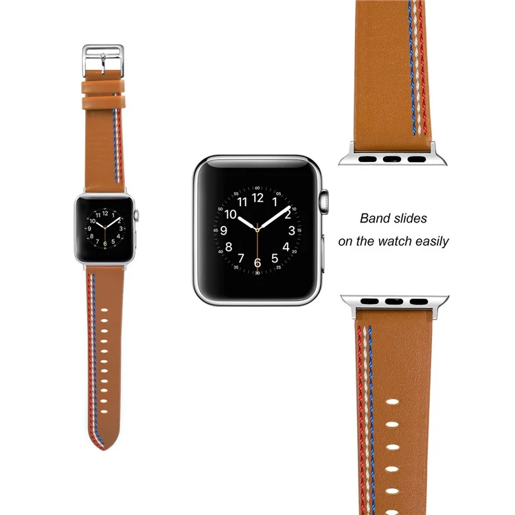 Cinturino per orologio in vera pelle singola tour per Apple Watch Series 10 46mm / Ultra 2 Ultra 49mm / 9 8 7 45mm / SE (2023) SE (2022) SE 6 5 4 44mm / 3 2 1 42mm - Marrone