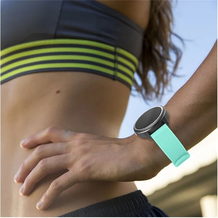 20-mm-Textil-Silikonarmband für Garmin Vivoactive 3, einstellbarer Uhrenarmband-Austausch - Cyan